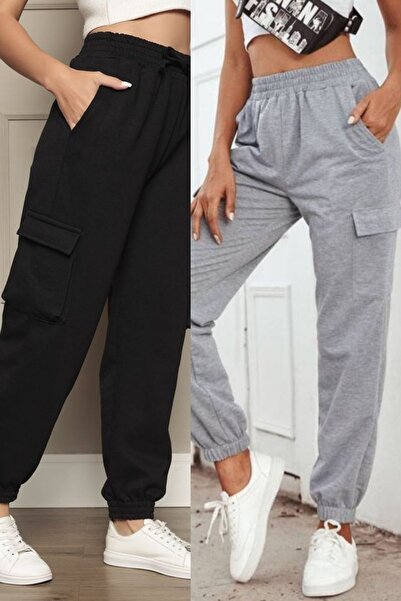 YAĞTU COLLECTİON Set of 2 School Sweatpants with Cargo Pocket and Side Pockets