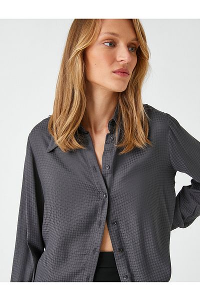 Koton Wide Collar Shirt Long Sleeve