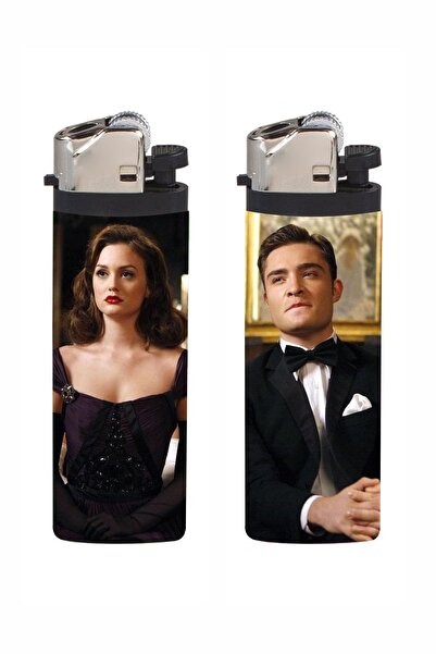 SARANG Çakmak 2'li Gossip Girl Blair Waldorf & Chuck Bass Baskılı Klasik Gazl...
