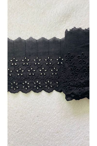 Ozpas Black Scallop Flower Patterned Edge - 12 Cm x 3 Mt