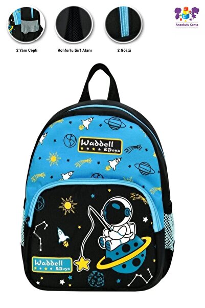 Mashotrend 2 Gözlü Anaokulu Oltalı Astronot Çanta - Erkek Çocuk Kreş Çantası ...