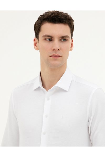 Pierre Cardin ΑΝΔΡΙΚΟ ΑΘΛΗΤΙΚΟ ΠΟΥΚΑΜΙΣΟ SLIMFIT - PİERRE CARDİN G021SZ004.000.1833426 CORAL 013 ΛΕΥΚΟ