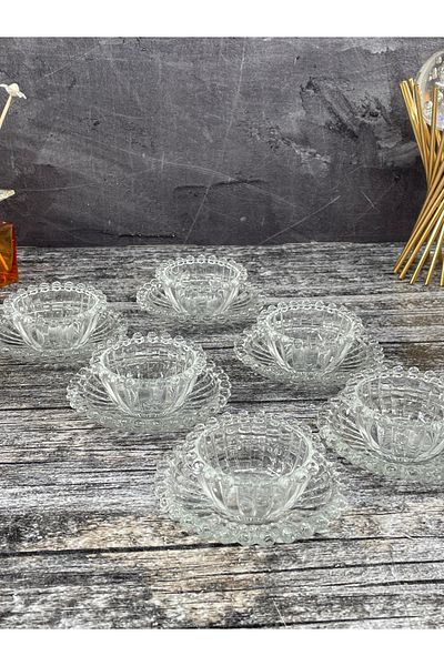 YzHome 8*6cm Breakfast Beaded Glass Bowl - 12 Piece Plate Snack Bowl
