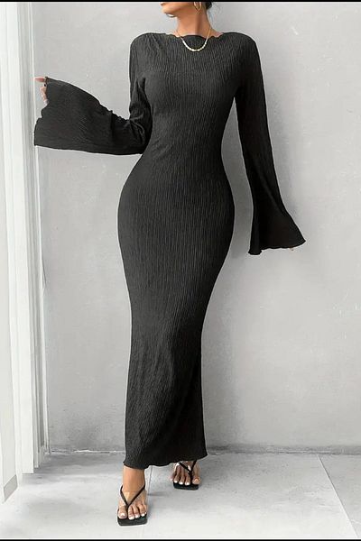 missamour Long Sleeve Crew Neck Filthy Stitched Camisole Women's Dress