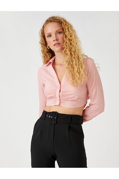 Koton Detailliert drapiertes Crop-Shirt