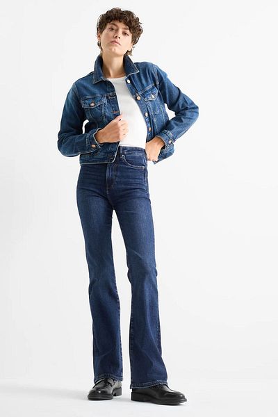 Sezka Life Blugi de damă cu talie înaltă cu picioare largi - Pantaloni din denim cu picior evazat spaniol