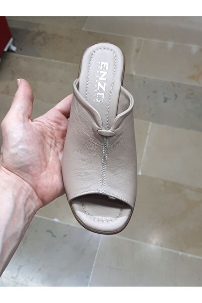 BRGL Women's Inner-Outer Genuine Leather Anatomic Sole Thick Heel Slippers