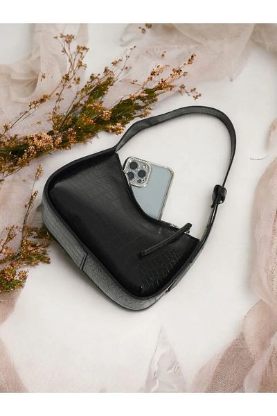 YMZBAG Geantă neagră pentru femei cu model de crocodil