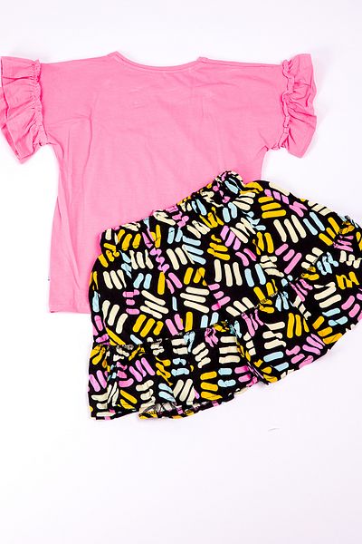 HÇM Macarons Print Girls' T-Shirt and Skirt Set - B23