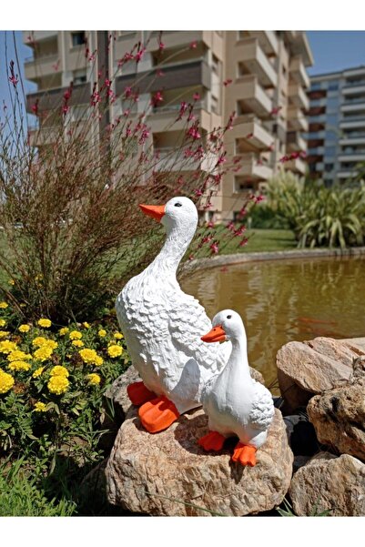 BilgeCe hoMe Anne Ördek Yavru Ördek Bahçe Heykeli, Alçı Heykel