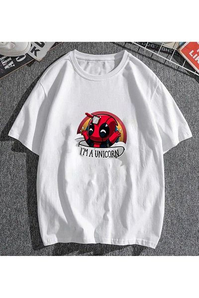 Pink Sky Unicorn White Unisex Oversize T-shirt