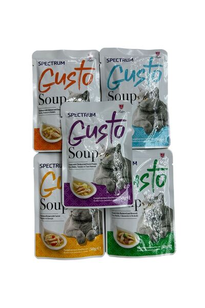 Spectrum gusto soup kedi çorbası tamamlayıcı mama 5x50gr karışık paket