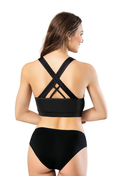 KOTA Γυναικείο μαύρο μοντέλο Diver Bustier Crop με υφασμάτινο μαξιλαράκι 6419