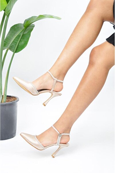 GS GAMZE SHOES PANTOF DE CULOARE ZECE DE SATIN CU DETALIU DE PIATRA DE glezna...