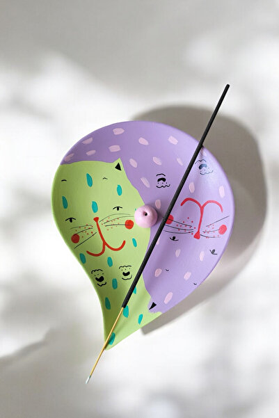 ARİENEL Seramik Tütsülük | Yin-yang Cat | El Yapımı | Çok Renkli | Unique | A...