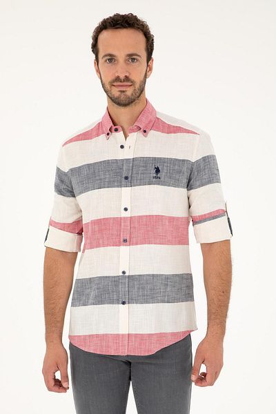 U.S. Polo Assn. Мъжка спортна риза U.S. Polo - стандартна кройка, Carl 033 тъмносиня