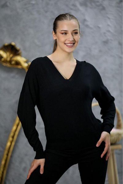 Su Moda Îmbrăcăminte pentru femei Bluză Pulover mercerizat Decolteu în V în față sau în spate Decolteu în V 2 tipuri de purtate Pulover tricotat