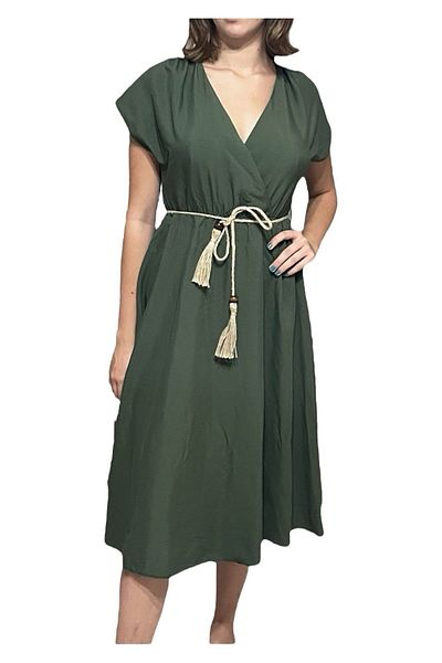 Quzu Sleeveless Dress - Belt Detailed