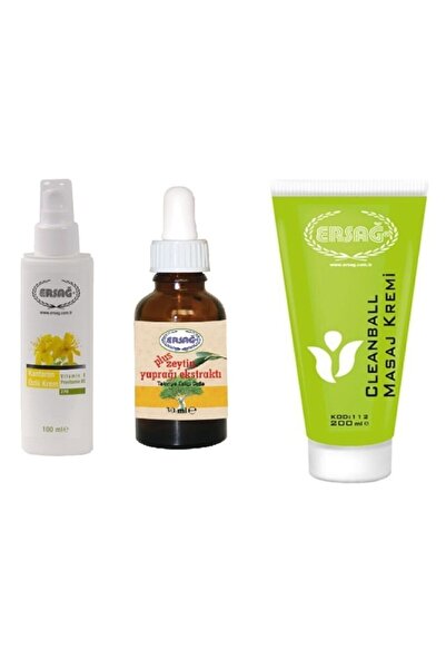 Ersağ Cleanball Masaj Kremi 200 Ml & Plus Zeytin Yaprağı Ekstraktı 30 Ml & Ka...