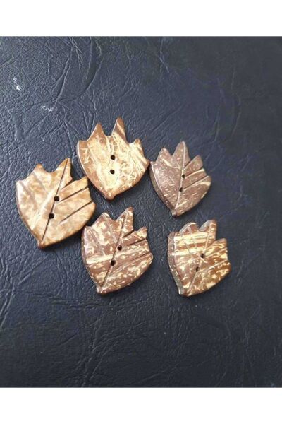 İMREN AKSESUAR Φυσικό κουμπί από κοκονάτο με φιγούρα φύλλου κομμένο με λέιζερ 3 εκ. 1 συσκευασία 6 τεμάχια