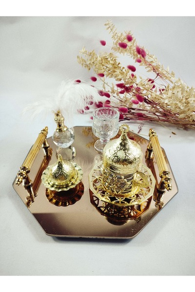 HomeJamin Altıgen Damat Kahvesi Damat Fincanı Kahve Tepsisi