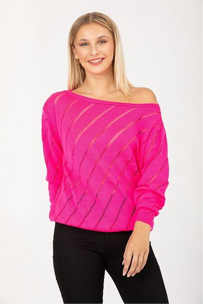 Su Moda Pulover tricotat pentru femei - gaură fină, umăr căzut mercerizat, potrivire confortabilă