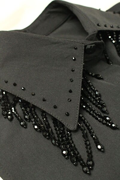 LALE İç Yaka Crystal Detayı Gömlek Görünümlü Kolsuz Düğmeli