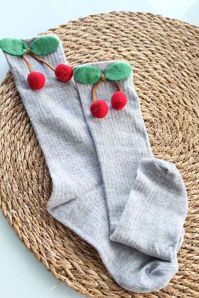 Arwen Collection Girl's Knee High Socks Cherry School Socks Knee High Socks