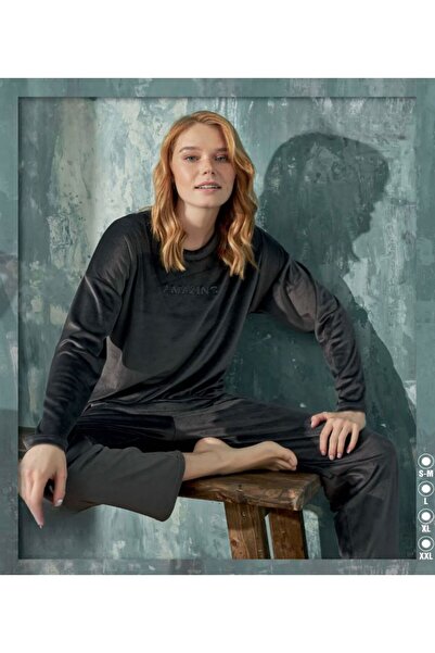 İpek Жіночий комплект піжами з довгими рукавами з оксамиту