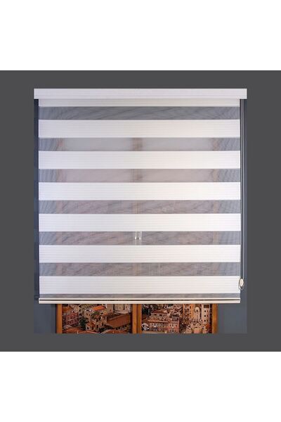 Taç Rüyaper Geniş Plise Zebra Perde Stor Beyaz