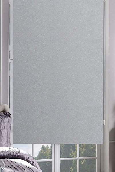 Taç Rüyaper Mat Polyester Simli Gri Stor Perde Kalın Leke Tutmaz