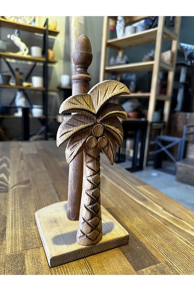 Shopkutuk ДЪРВЕНА РЕЗБОВАНА ПОСТАВКА ЗА САЛФЕТКИ / ПОСТАВКА ЗА КЪРПИ НА ХАРТИЯ / БОР / ГАБЪР