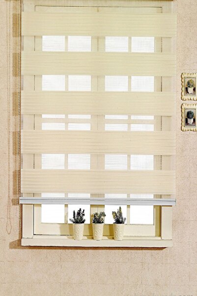 Taç Rüyaper Inova Kendini Temizleyen Zebra Perde Pliseli Krem Inv-192 60x270 Stor Perde