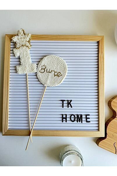TKhome Punch 2'li İsim ve Yıldızlı Rakam Pasta Süsü Pasta Dekoru - Doğum Günü Süsü