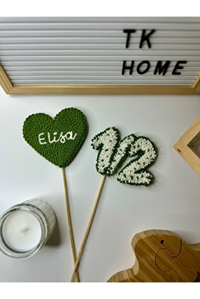 TKhome Punch Kalpli İsimli Ve 1/2 ( 6 Ay ) Pasta Süsü Pasta Dekoru - Doğum Günü Süsü