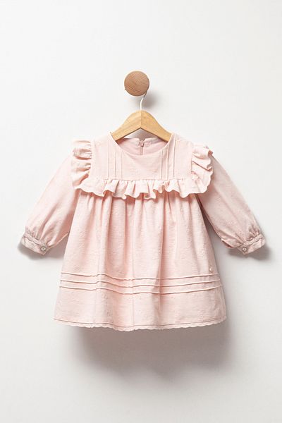 Cassiope Patterned and Ruffled Balloon Sleeve Baby Girl Dress for Special Occasions