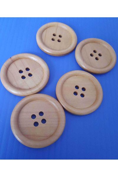 İMREN AKSESUAR Natural Wood Wooden Button 4 Cm 1 Pack 5 Pieces