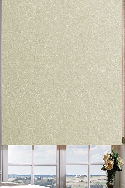 Taç Rüyaper Mat Polyester Simli Krem Stor Perde Kalın Leke Tutmaz