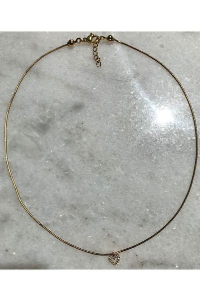 Cheberry Minimal Steel Heart Necklace - Snake Chain
