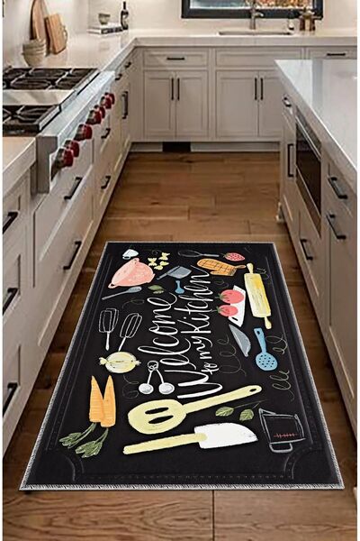 Artızon Kaydırmaz Tabanlı Siyah Dekoratif Modern Vintage Retro Tasarım Mutfak...