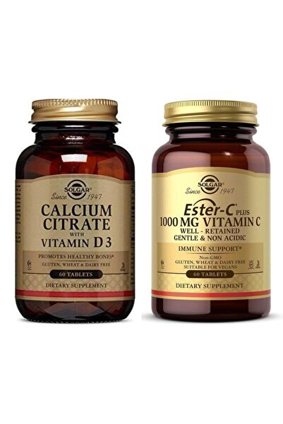 Solgar Calcium Citrate with Vitamin D 3 60 Tablets Ester-c Plus 1000 Mg 60 Tablets