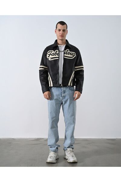 İLKCET MODA Faux Leather Men's Jacket - Boxy Fit