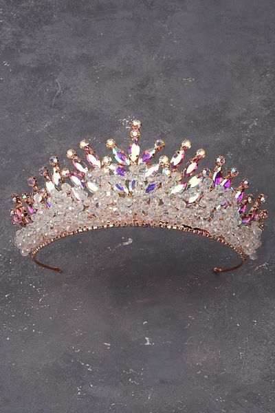 Hayalperest boncuk Crystal Jewelled Bead Decorated Janjan Crown for Bride and Henna Wedding