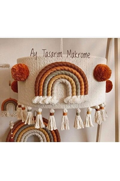 AY TASARIM MAKROME Bebek Çocuk Odası %100el Emeği Makrome Avize (duy Dahil)