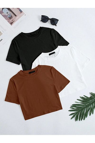 DAXİS Sportwear Company Tricou crop 3 piese pentru femei - DAXİS Sportwear Company