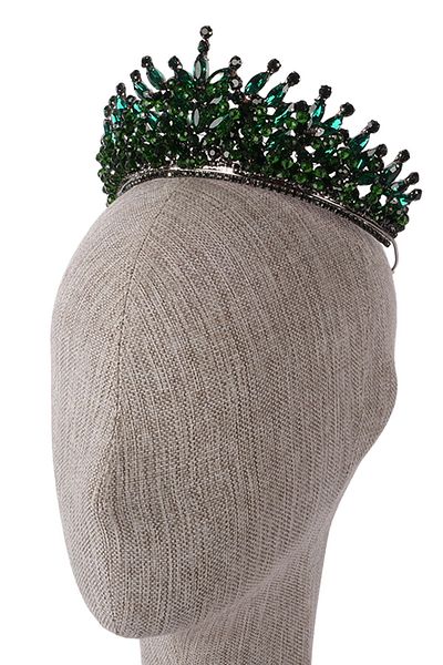 Hayalperest boncuk Green Bridal Henna Wedding Crown - Crystal Stone and Bead Decoration