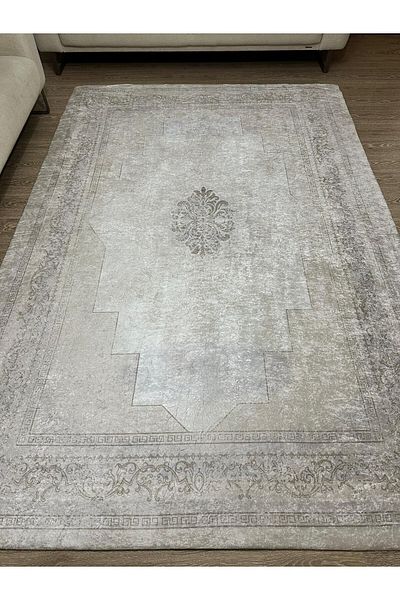 ALLGELSİN 6m2 Meter Square Washable Carpet Cover - 200x300cm, Elastic Bottom, Modern Striped