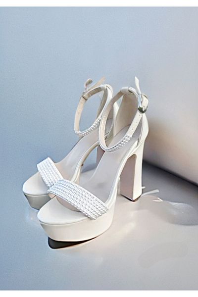 Modavien 13 cm Women's Platform Bridal Shoes with Pearls