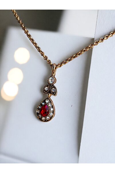 FAYRA ACCESSORIES Crystal stone small water drop necklace