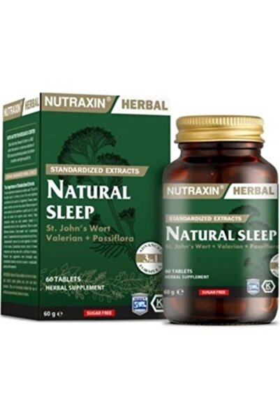 Nutraxin NUTRAXİN Sarı Kantaron Passiflora, Kedi Otu Içeren Bitkisel Gıda Takviyesi 60 Kapsül Natural Sleep